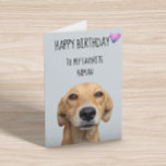 Carte Joyeux Anniversaire Du Chien Au Favori Humain<br><div class="desc">This design created though digital art. It may be personalized in the area provide or customizing by choosing the click to customize further option and changing the name, initials or words. Donc, change le texte color and style or delete the text for an image only design. Contact me at colorflowcreations@gmail.com...</div>