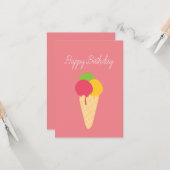 Carte Joyeux Anniversaire du cône de glace (Devant/Arrière en situation)