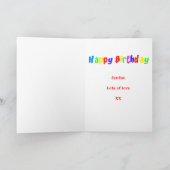 Carte Joyeux anniversaire du Dinosaur Vert T Rex (Intérieur)