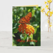 Carte Joyeux Anniversaire du Golfe Fritillaire Papillon, (Fleur jaune)
