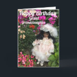 Carte Joyeux anniversaire du grand-père<br><div class="desc">A cute little black doll dans Victorian style dress among flowers with the Happy Birthday Great Granddaughter</div>
