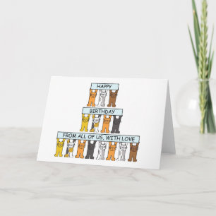 Carte Joyeux anniversaire du groupe Cartoon Cats