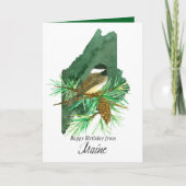 Carte Joyeux anniversaire du Maine Chickadee Pinecone (Devant)