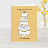 Carte Joyeux anniversaire du Mariage Halloween (Fleur jaune)