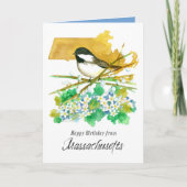 Carte Joyeux anniversaire du Massachusetts Chickadee Flo (Devant)