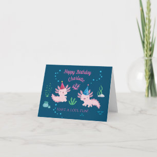 Carte Joyeux anniversaire du mignon Axolotl