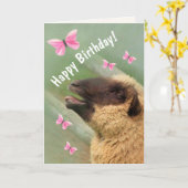 Carte Joyeux Anniversaire du mouton (Fleur jaune)