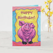 Carte Joyeux Anniversaire du porc (Fleur jaune)