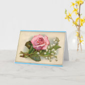 Carte Joyeux anniversaire du Rose vintage (Fleur jaune)