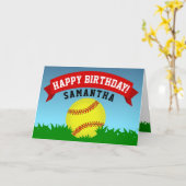 Carte Joyeux anniversaire du softball (Fleur jaune)