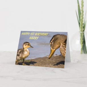 Carte Joyeux anniversaire Duckling & Maman personnalisée