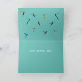 Carte Joyeux anniversaire d'un Turquoise de colibri lége (Intérieur)