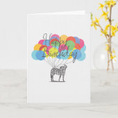 Carte Joyeux Anniversaire D'Un Zèbre Avec Ballons (Fleur jaune)