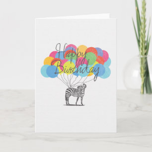 Carte Joyeux Anniversaire D'Un Zèbre Avec Ballons