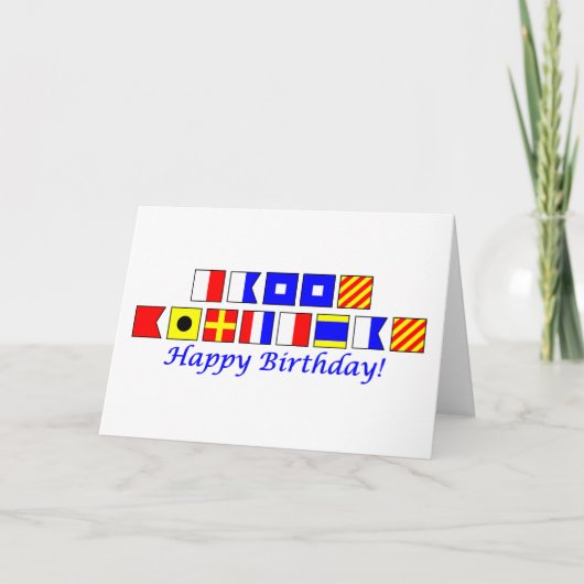 Carte Joyeux anniversaire écrit dans l'alphabet nautique (Devant)