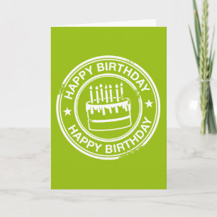 Carte Joyeux anniversaire -effet tampon en caoutchouc bl