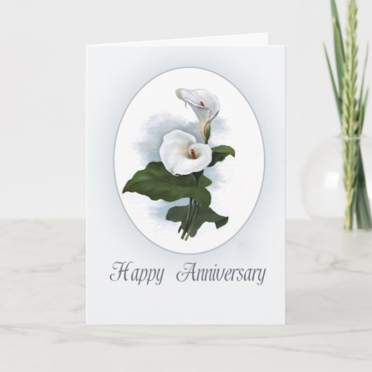 Carte Joyeux Anniversaire, Elégant Blanc Calla Lily (Devant)