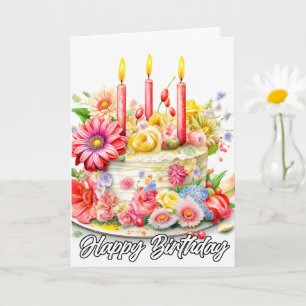 Carte Joyeux Anniversaire Élégant Gâteau d'Anniversair