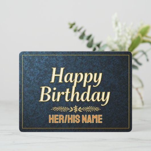 Carte Joyeux Anniversaire Élégant Or (Debout devant)