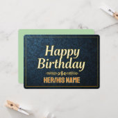 Carte Joyeux Anniversaire Élégant Or (Devant/Arrière en situation)