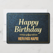 Carte Joyeux Anniversaire Élégant Or (Devant)