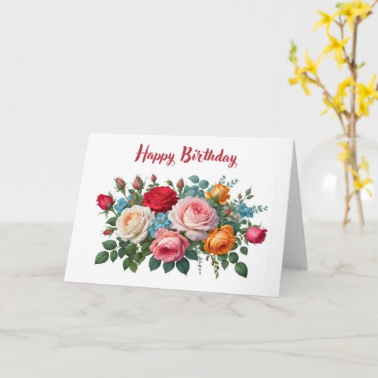 Carte Joyeux anniversaire Elégant Roses Vintages (Fleur jaune)