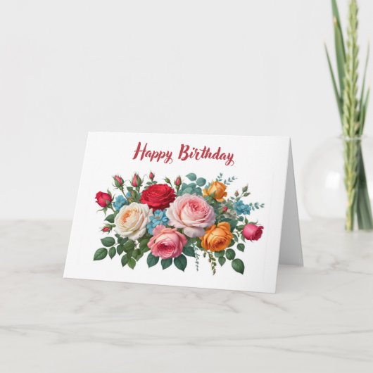 Carte Joyeux anniversaire Elégant Roses Vintages (Devant)