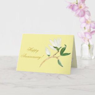 Carte Joyeux anniversaire Élégante Branche de Magnolia