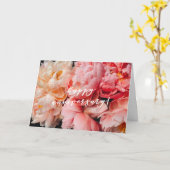 Carte Joyeux Anniversaire, Élégante Peonies rose et cora (Fleur jaune)