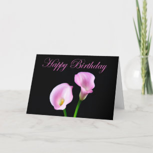Carte Joyeux Anniversaire Élégantes Calla Lys Roses