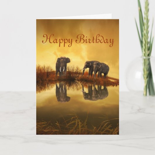 Carte Joyeux Anniversaire Éléphants (Devant)