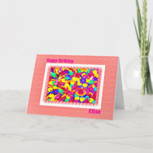 Carte Joyeux anniversaire Elise Peachy rose