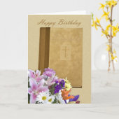 Carte Joyeux anniversaire Elizabeth, Prayer Book and flo (Fleur jaune)