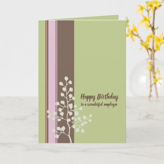 Carte Joyeux Anniversaire Employé Arbre Vert (Fleur jaune)