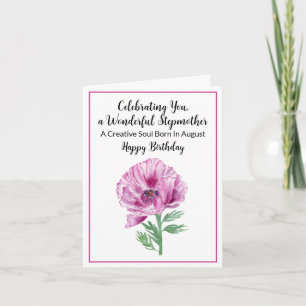 Carte Joyeux anniversaire en août Belle-mère Poppy Viole