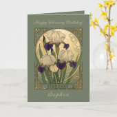 Carte Joyeux anniversaire en février Iris Fleurs (Fleur jaune)