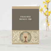 Carte Joyeux anniversaire en latin pour un prêtre cathol (Fleur jaune)