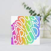 Carte Joyeux anniversaire en Rainbow Quirky Font (Debout devant)