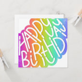 Carte Joyeux anniversaire en Rainbow Quirky Font (Devant/Arrière en situation)