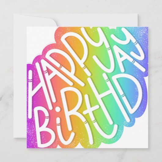 Carte Joyeux anniversaire en Rainbow Quirky Font (Devant)