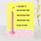 Carte Joyeux Anniversaire en Retard (Fleur jaune)