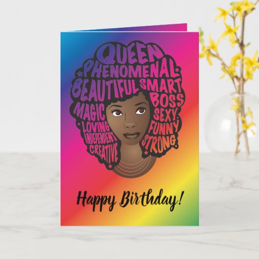 Carte Joyeux anniversaire, Encourageant les femmes, Arc- (Fleur jaune)
