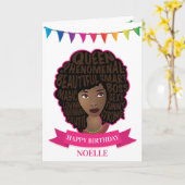 Carte Joyeux anniversaire, Encourageant les femmes noire (Fleur jaune)