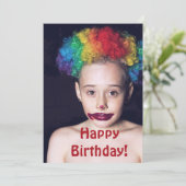 Carte joyeux anniversaire enfant clown effrayant (Debout devant)