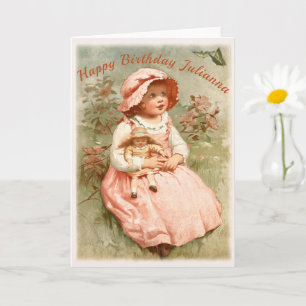 Carte Joyeux anniversaire - Enfant Holding Doll Design V