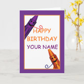 Carte Joyeux anniversaire Enfants Nom Crayon Design Salu (Fleur jaune)