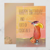 Carte Joyeux anniversaire et beaucoup de cocktails (Devant / Derrière)