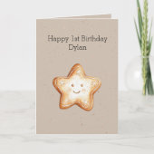 Carte Joyeux Anniversaire Étoile Biscuit Pain d'Épice  (Devant)