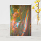 Carte Joyeux anniversaire - Eucalyptus de style impressi (Fleur jaune)