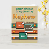 Carte Joyeux anniversaire Extraordinaire Nephew brun et  (Fleur jaune)